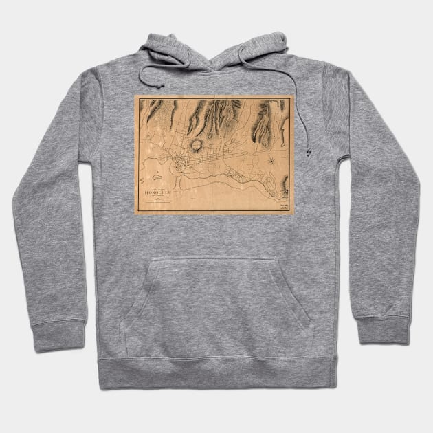 Vintage Map of Honolulu Hawaii (1887) Hoodie by Bravuramedia